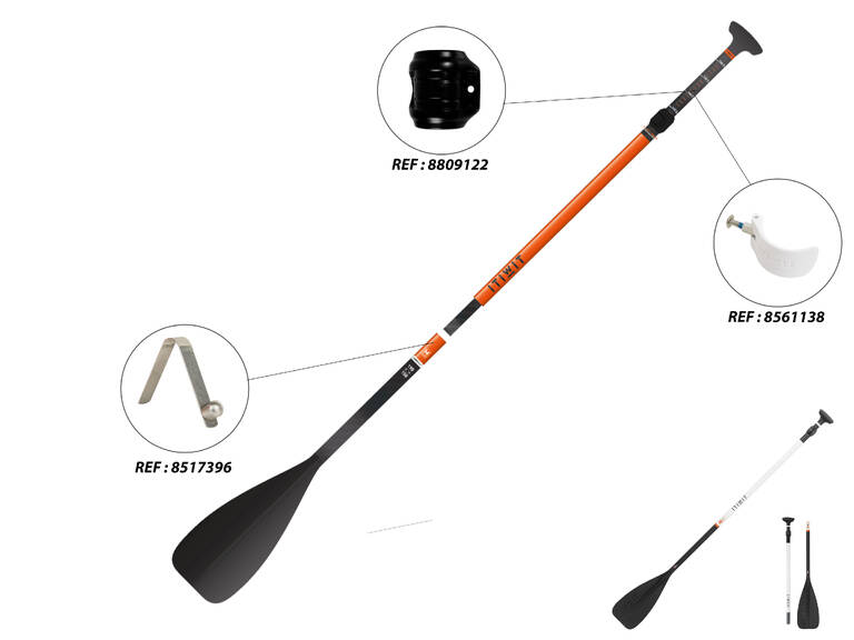 Fibre and carbon SUP paddle, collapsible and adjustable (170 -210 cm)