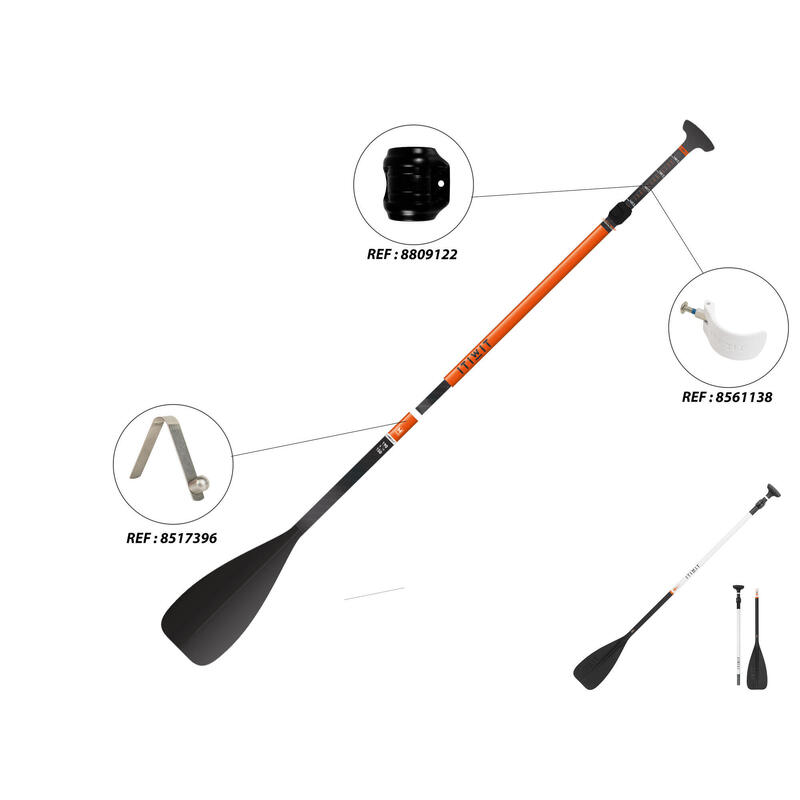 Pagaie de stand up paddle, démontable et réglable (170 -210cm) fibre et carbone