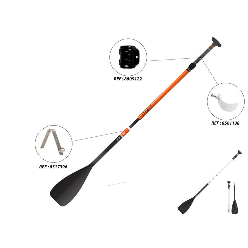 Pagaj do Stand Up Paddle Itiwit 500 M 160-190 cm składany regulowany drążek karbon/wł.szklane