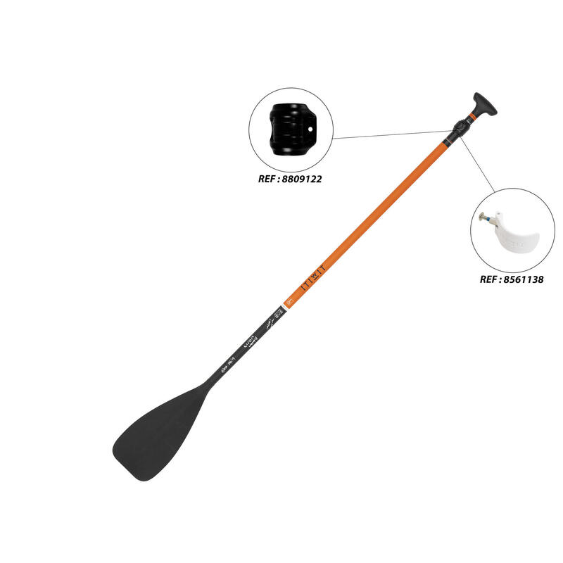 Pagaia de stand up paddle, regulável (170 -210cm) tubo misto (fibra e carbono)