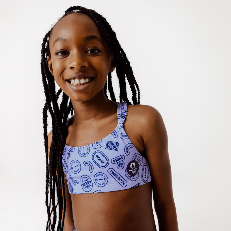 Bas de Maillot de Bain de Natation LILA indigo fille PARIS 2024