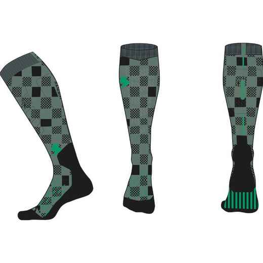 
      CHILDREN'S SKI AND SNOWBOARD SOCKS 100 - GREEN PATTERNED
  