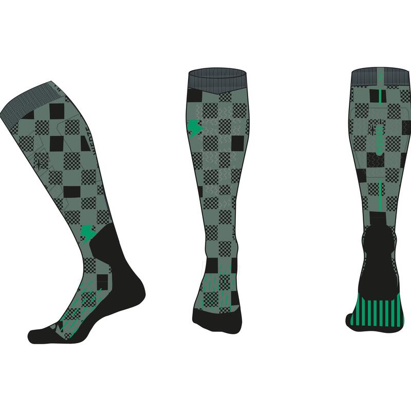 CHAUSSETTES DE SKI ET SNOWBOARD ENFANT 100 - MOTIFS VERTS