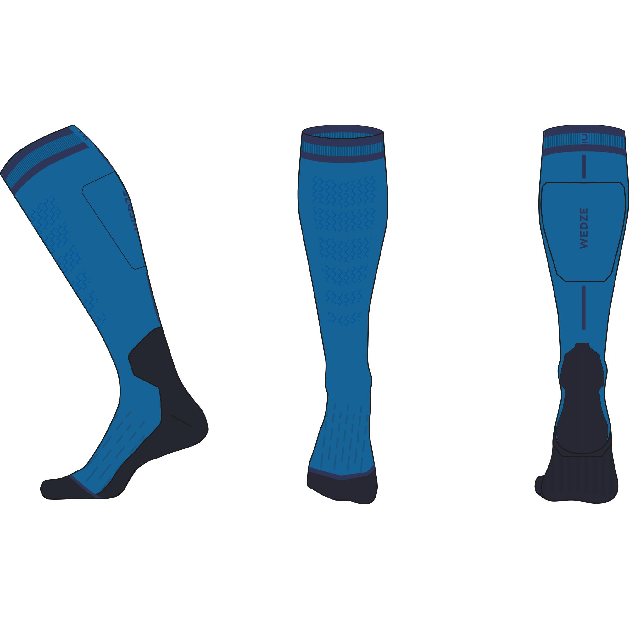 KIDS’ SKI AND SNOWBOARD SOCKS 100 - BLUE 10/12
