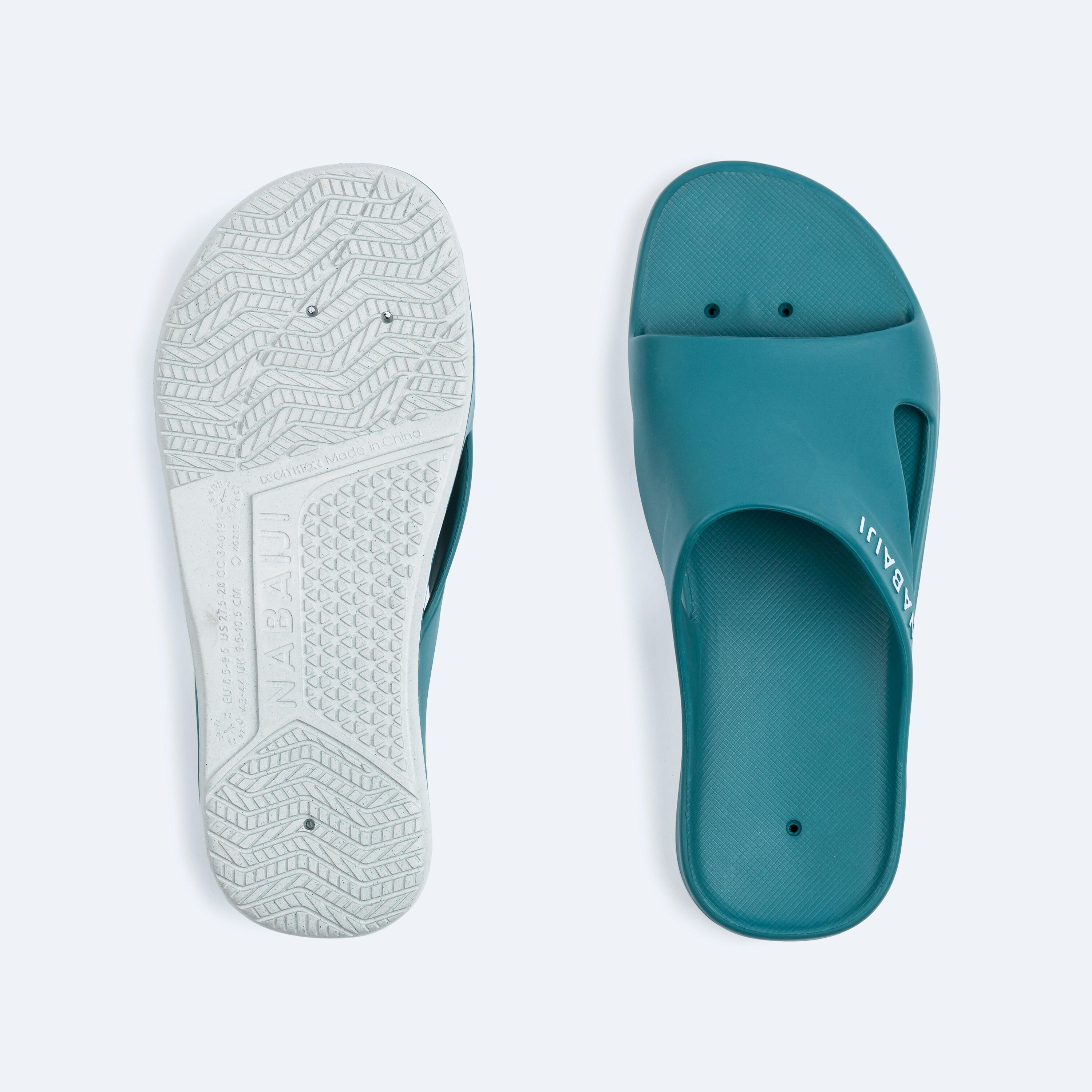 Badslippers heren 500 NEW turquoise wit 3/3