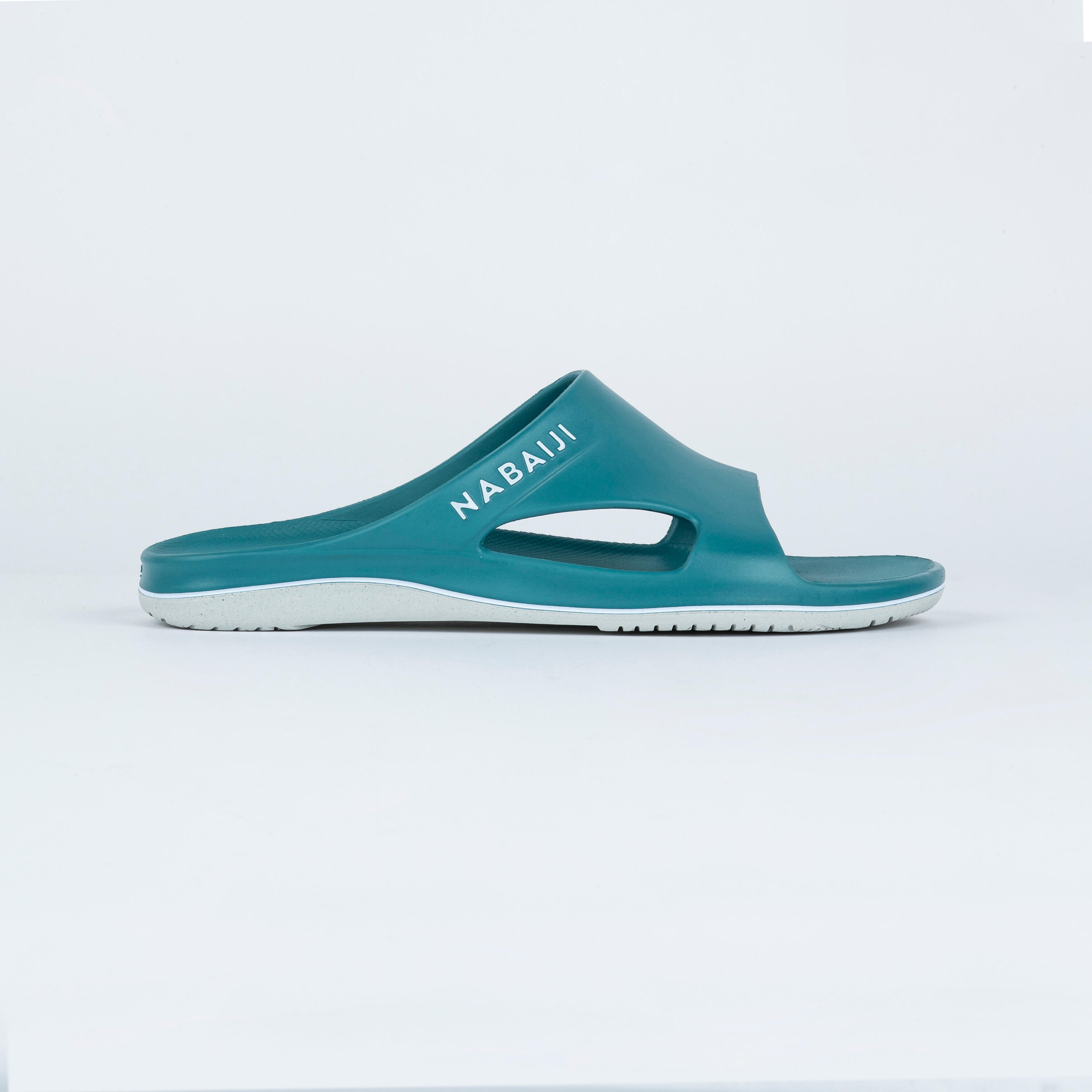 Badslippers heren 500 NEW turquoise wit 2/3
