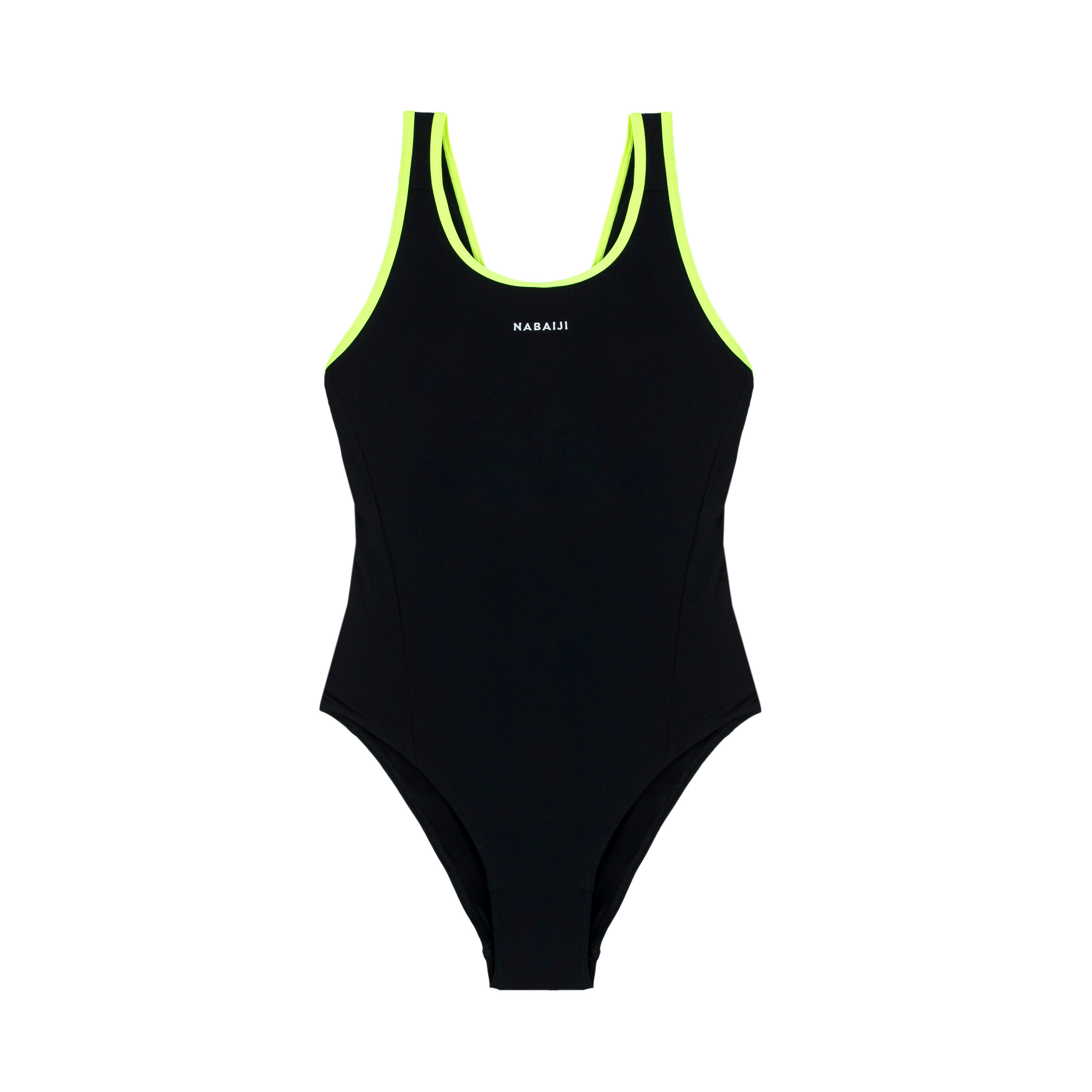 Nabaiji - Maillot De Bain Kamyla 500 Black Yellow - Maillot De Bain 1 Pièce - Natation - Jaune-noir-vert - 48 Xl - Decathlon