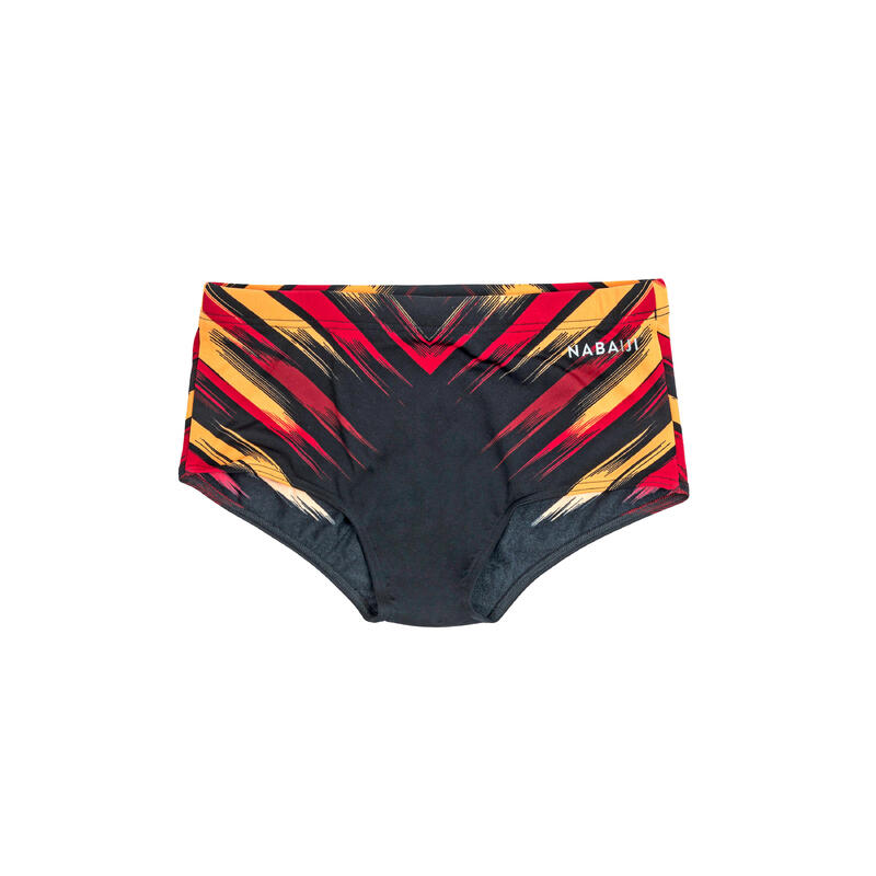 Bañador Hombre natación bóxer 900 Negro Blast Rojo