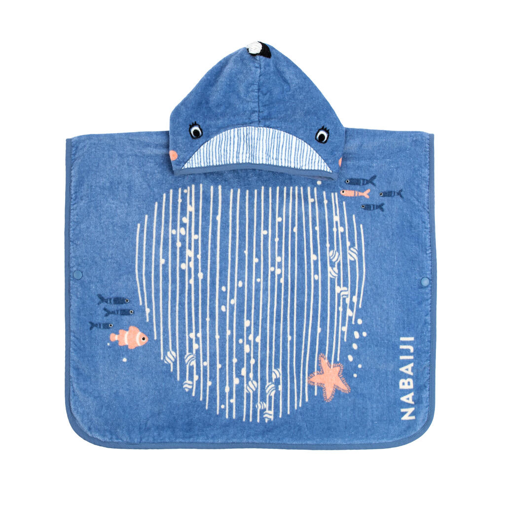 Bade-Poncho Baby Baumwolle - Wal blau 