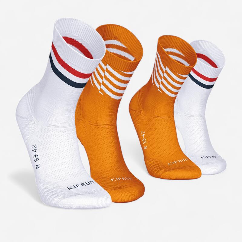 Lot de 2 paires de chaussettes de running run500 épaisses mi-mollet