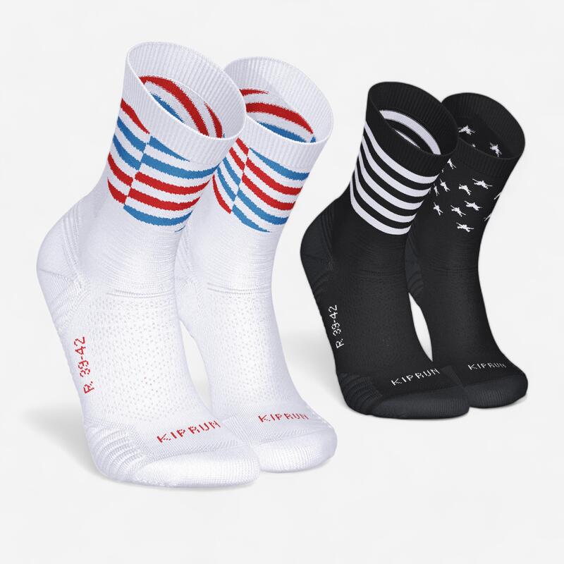 Lot de 2 paires de chaussettes de running run500 epaisses mi-mollet