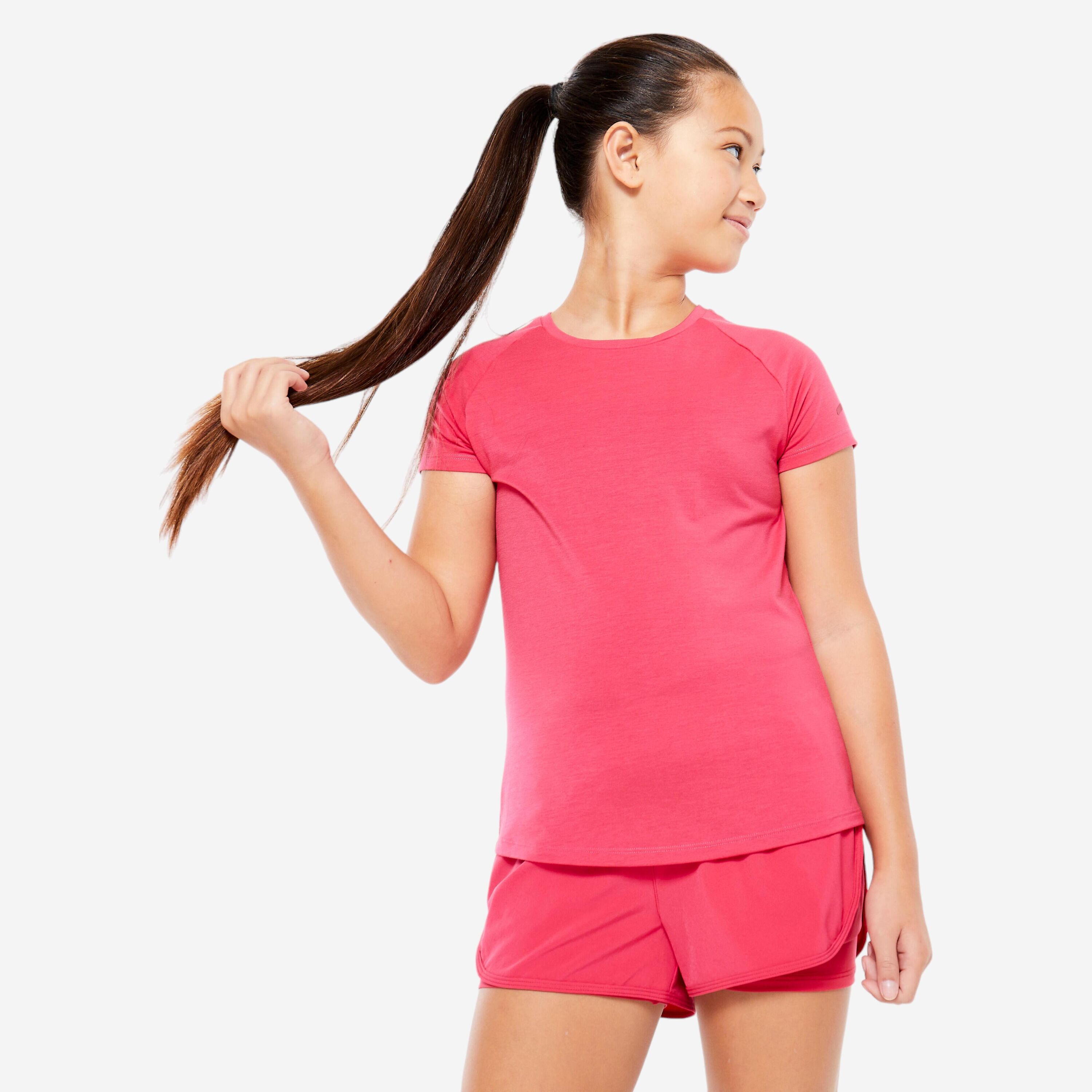 DECATHLON Girls' Breathable T-shirt S500 - Oleander Pink