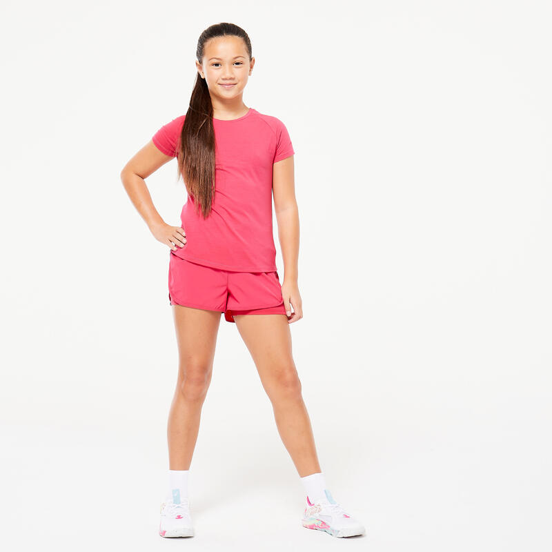 T-shirt bambina ginnastica S 500 regular fit traspirante rosa