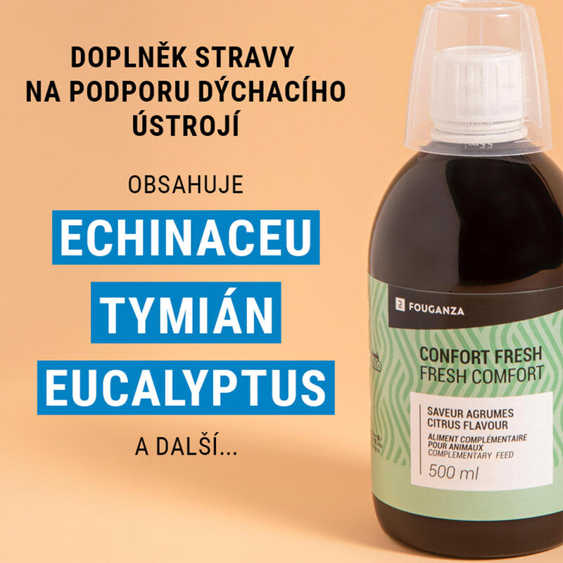 Doplněk stravy pro koně a poníky usnadňující dýchání Comfort Fresh 500 ml