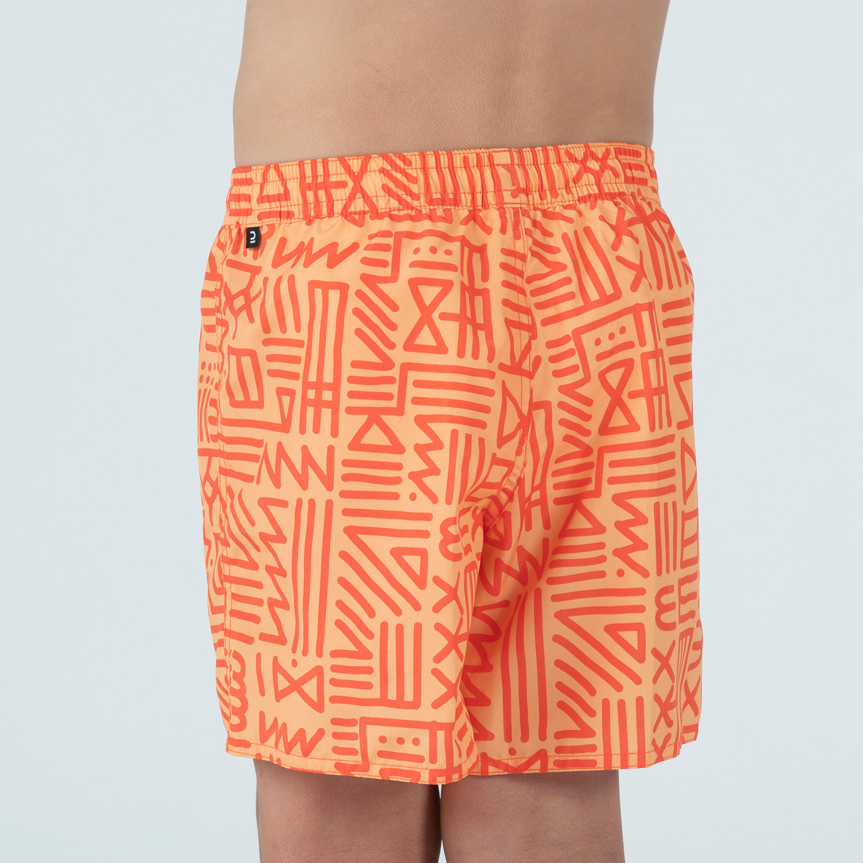 Bermuda de surf naranja para niño 100 Sign 3/4
