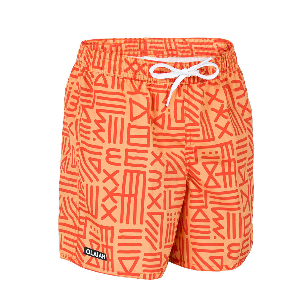 Pantaloneta de playa para Niños Olaian naranja estampado