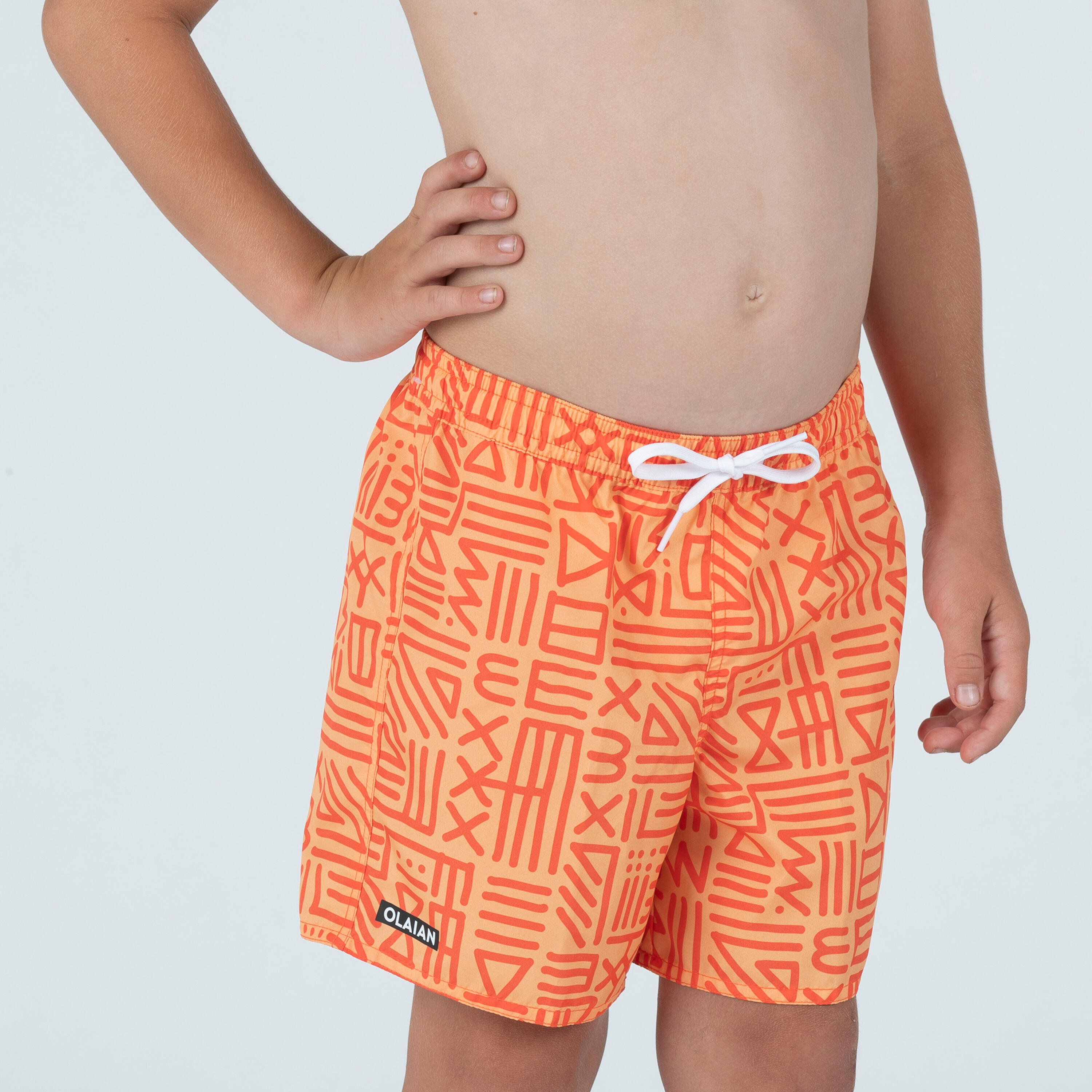 Boy's swim shorts - 100 Sign orange 2/4