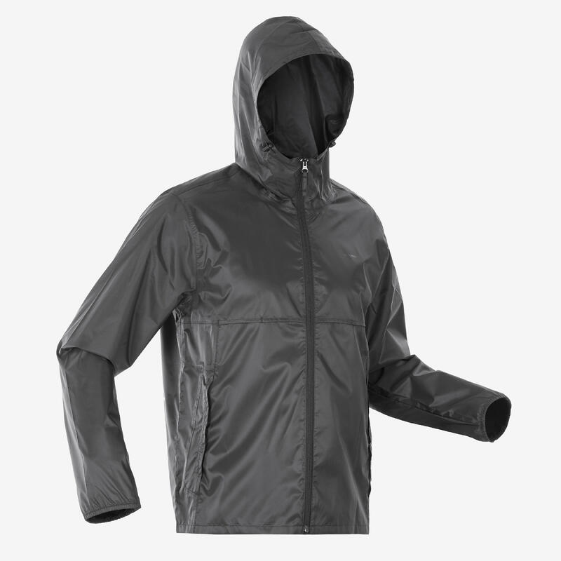 Geacă impermeabilă de drumeție anti-vânt Raincut Full Zip Negru Bărbați