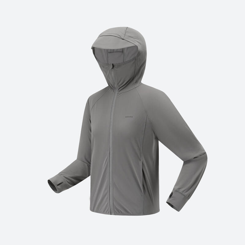 Junior hiking MH 500 knit ANTI UV jacket grey
