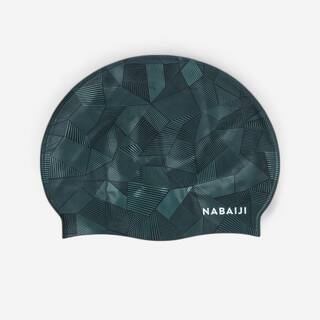 Silicone Swim Cap for Kids & Adults One Size (50-64 cm) - Black Green