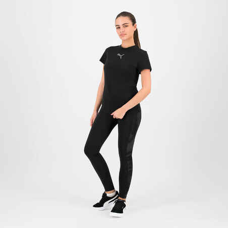 Moteriški kūno rengybos marškinėliai trumpomis rankovėmis, juodi