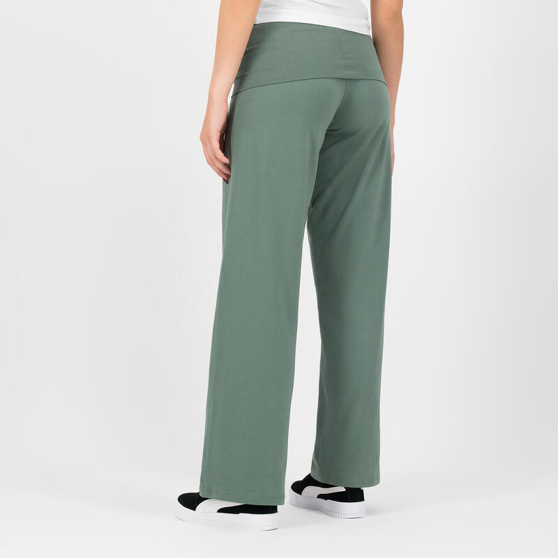 Pantaloni donna fitness Puma regular misto cotone verdi