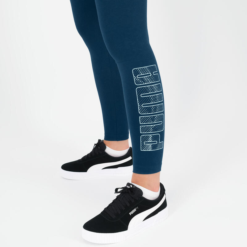 Lange fitness legging dames blauw