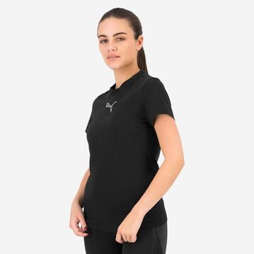 Camiseta Fitness Puma Mujer Negro Manga Corta Algodón