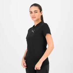 Camiseta Fitness Puma Mujer Negro Manga Corta Algodón