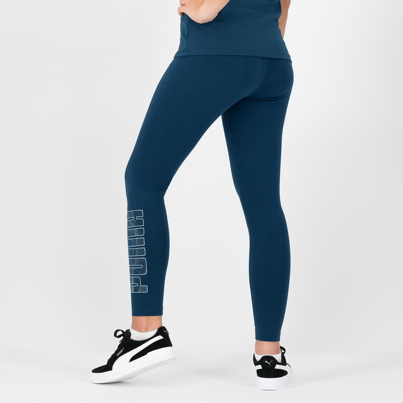 Lange fitness legging dames blauw