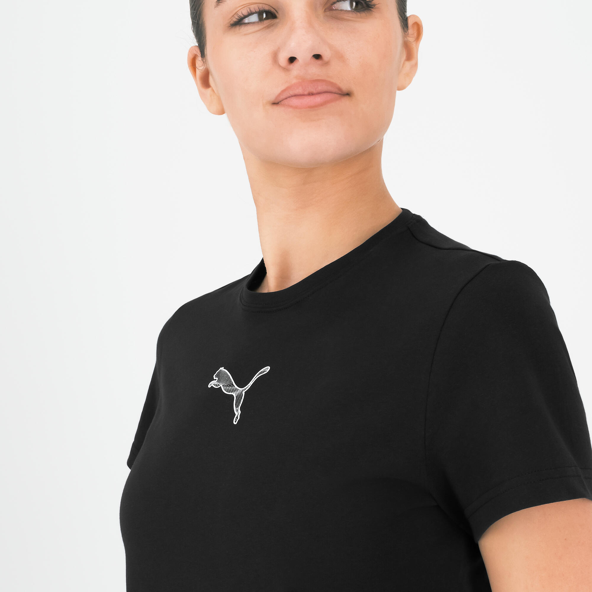 PUMA T-shirt donna cotone maniche corte fitness nero