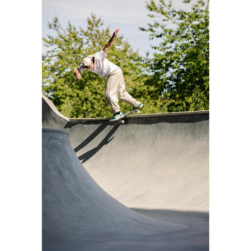 CAMISETA DE SKATEBOARD MANGA CORTA TS500 TRAFIC BLANCO