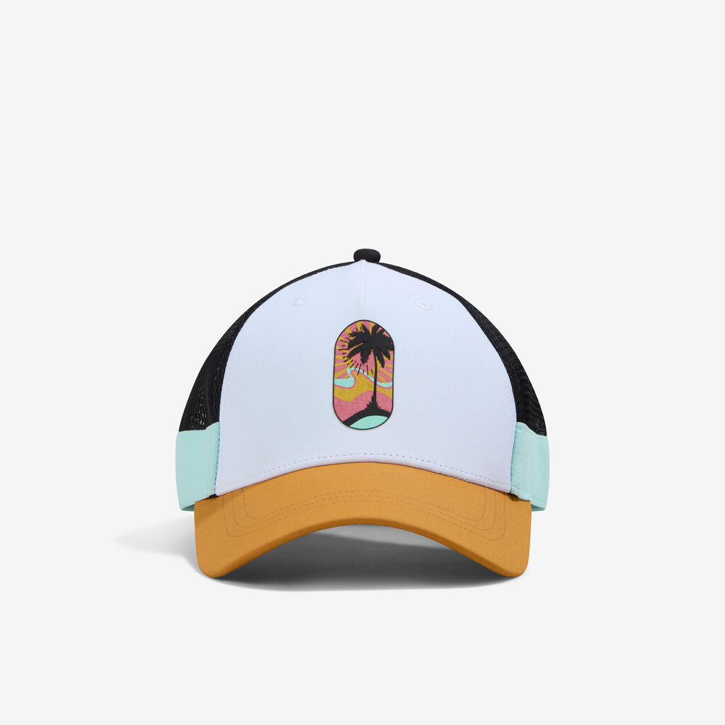 Pieaugušo pludmales volejbola šoferu stila cepure “BVCAP”, balta/okera