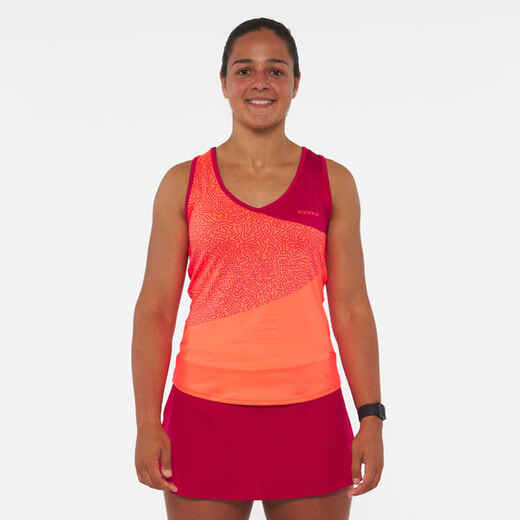 
      Women's Technical Breathable Padel Tank Top Dry - Red/Orange
  