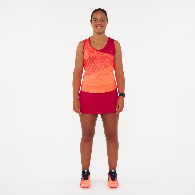 Maiou Tehnic Respirant Padel Kuikma 900 Roșu-Portocaliu Damă