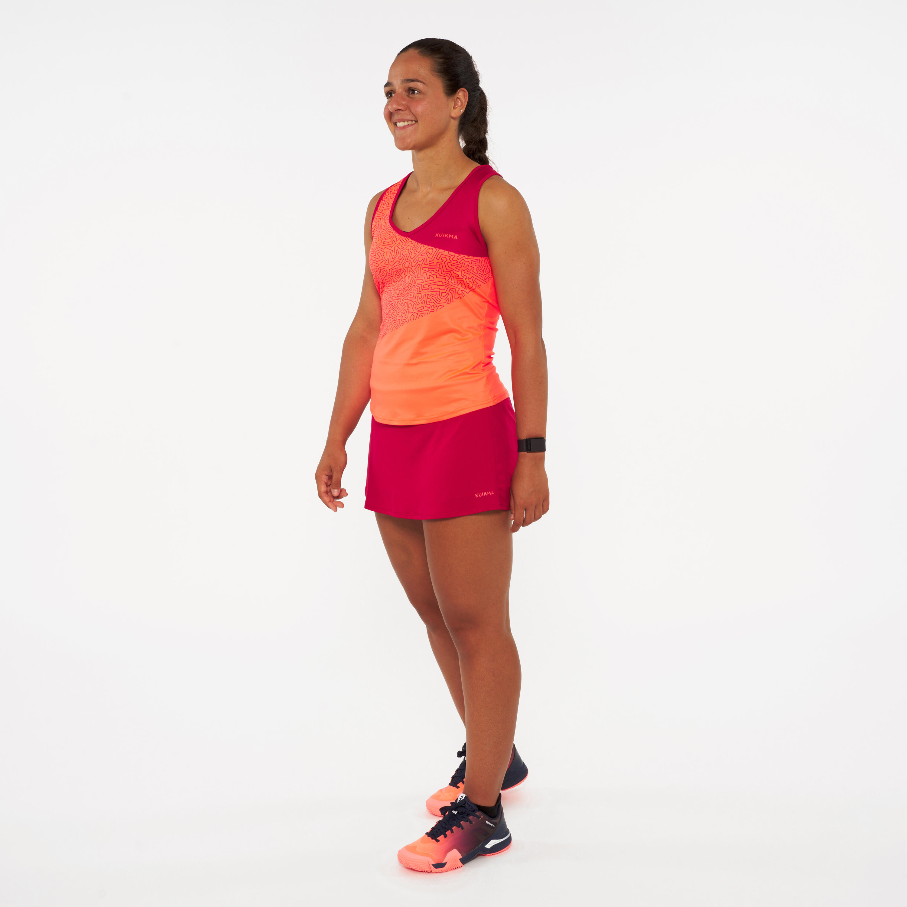 Women's Breathable Padel Skirt Fly - Coral 7/8