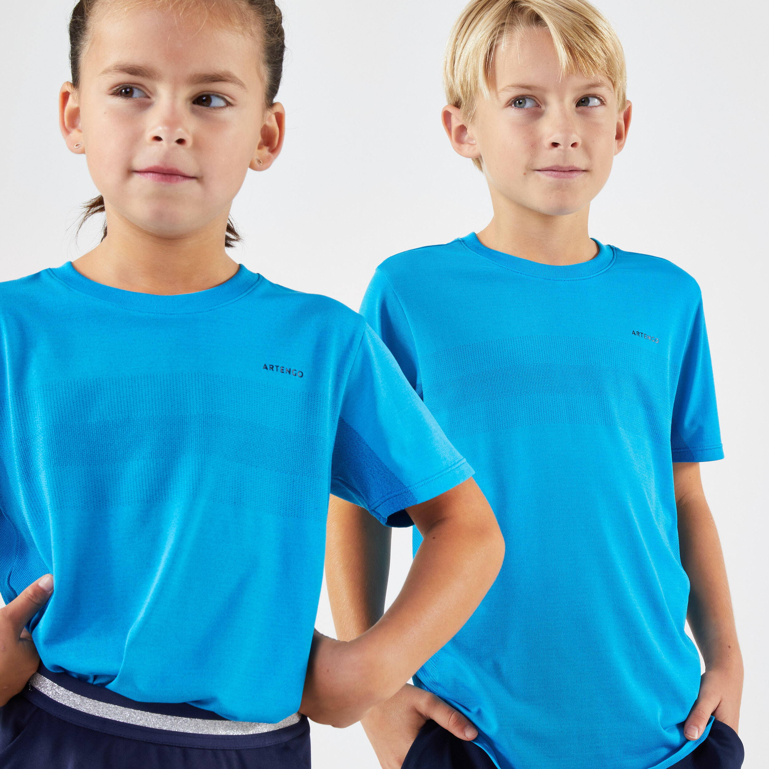 Artengo - T-shirt De Tennis Junior - T-shirt Bleu - T-shirt Manches Courtes - Tennis - Bleu-turquoise - 8 À 10 Ans - Decathlon