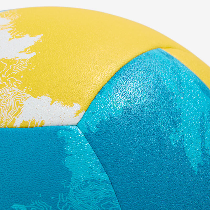 Bal voor beachvolleybal 500 replica hybride geel/blauw