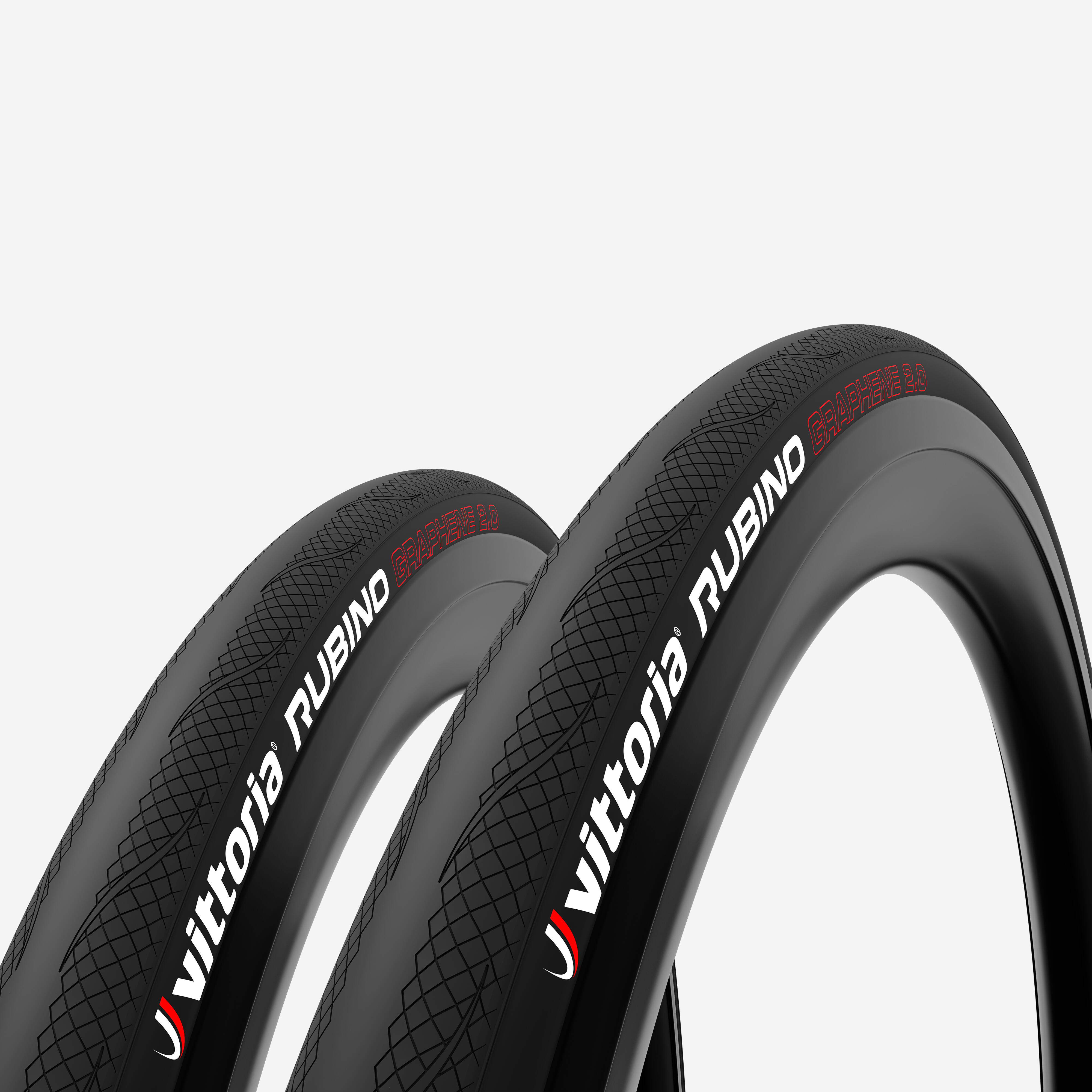 Decathlon | Lotto di 2 Pneumatici strada Tubeless Ready Vittoria Rubino IV 700x28 neri | Vittoria