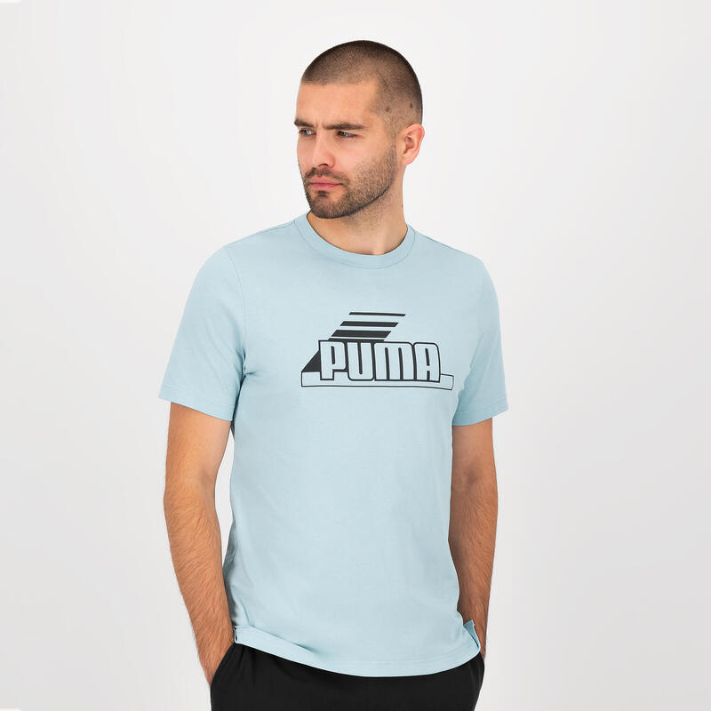 T-shirt uomo fitness Puma regular 100% cotone azzurra
