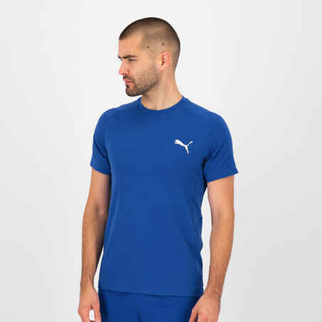 Moška bombažna majica s kratkimi rokavi za fitnes - modra