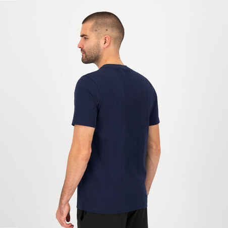 Vyriški trumparankoviai medvilniniai kūno rengybos marškinėliai „Active“, mėlyni