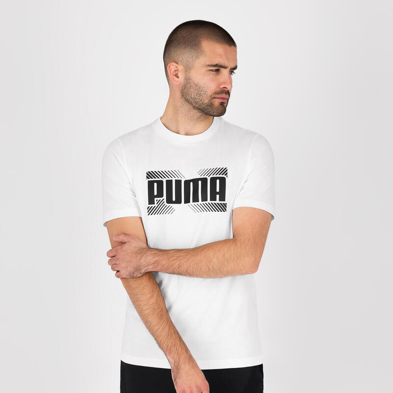 Camiseta Active Fitness Puma Hombre Blanco Manga Corta Algodón