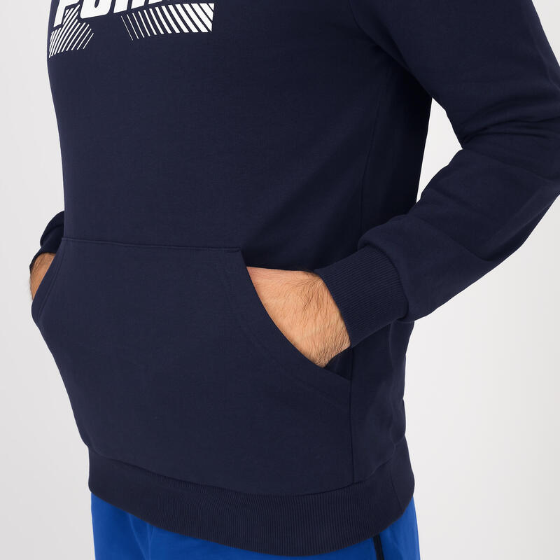 Sweatshirt com Capuz Fitness Homem Azul