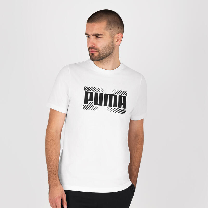 Camiseta Active Fitness Puma Hombre Blanco Manga Corta Algodón