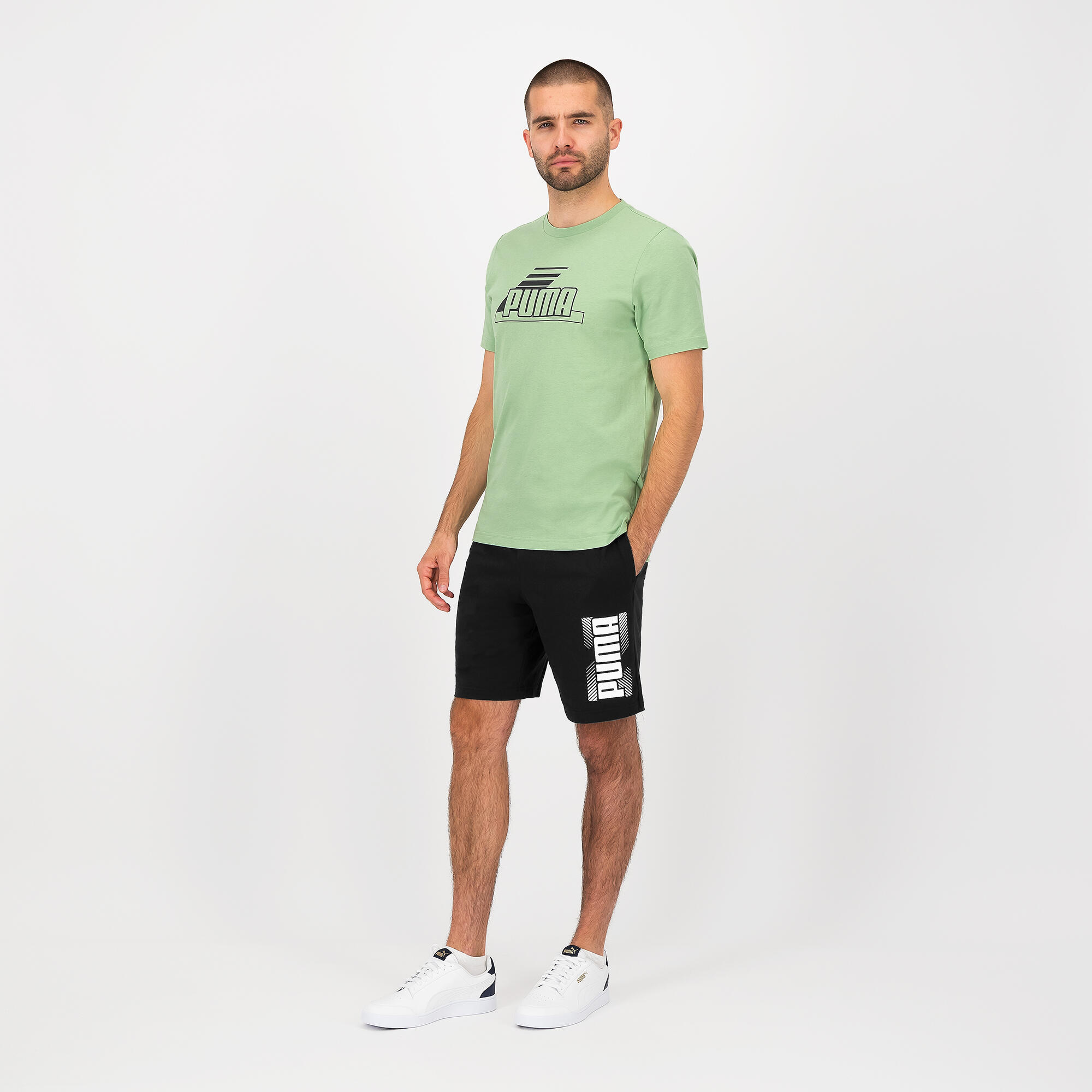 T-shirt PUMA fitness manches courtes coton homme vert 2/5