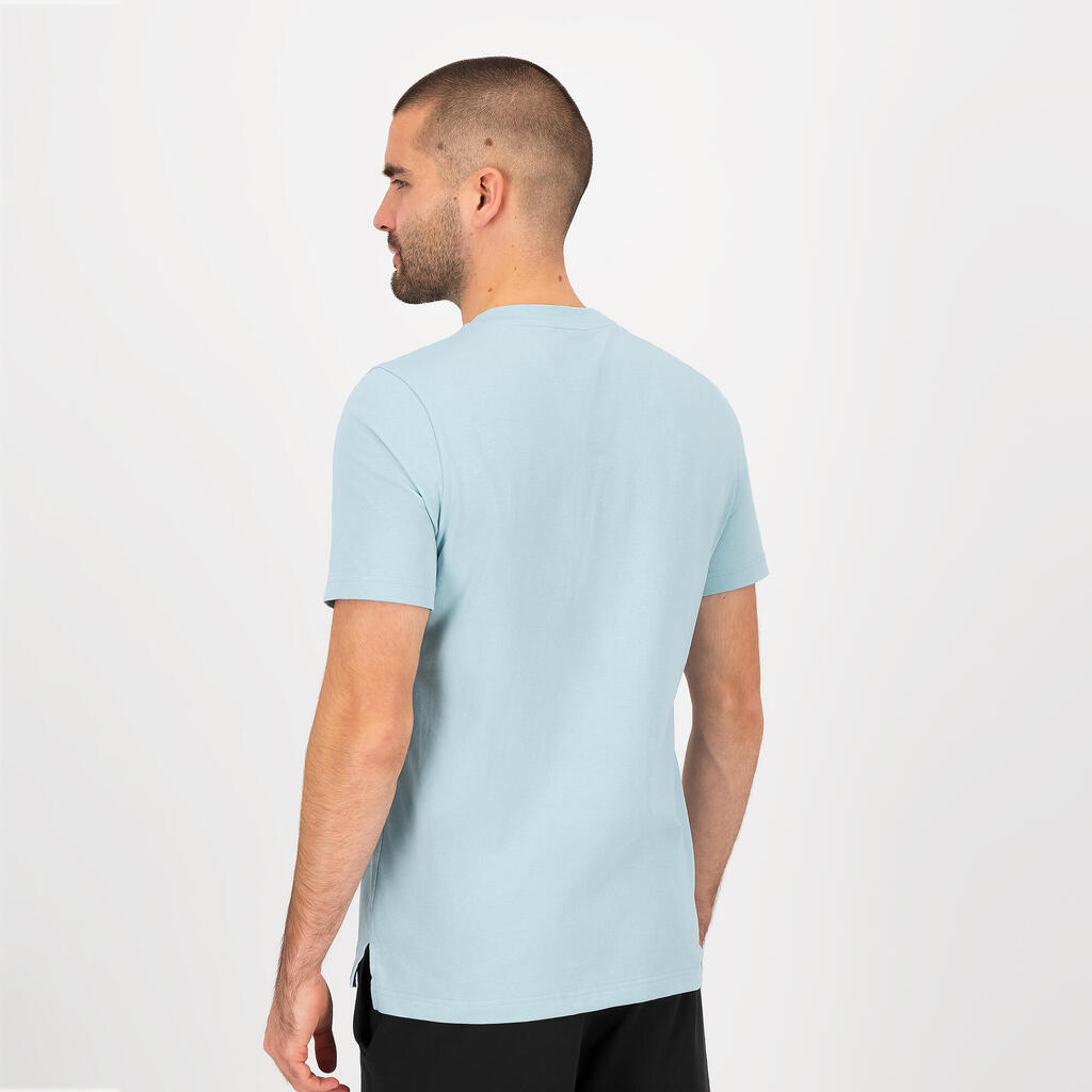 Men's Short-Sleeved Cotton Fitness T-Shirt - Blue