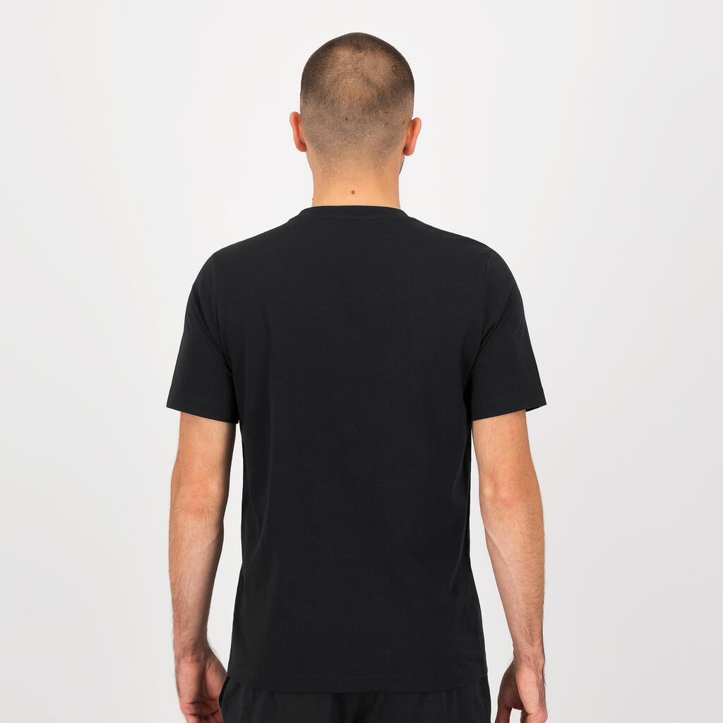 Bavlnené pánske tričko na fitnes s krátkym rukávom čierne
