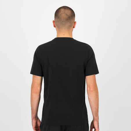 Vyriški trumparankoviai medvilniniai kūno rengybos marškinėliai „Active“, juodi