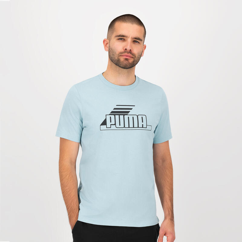 Camiseta Fitness Puma Hombre Azul Algodón Manga Corta